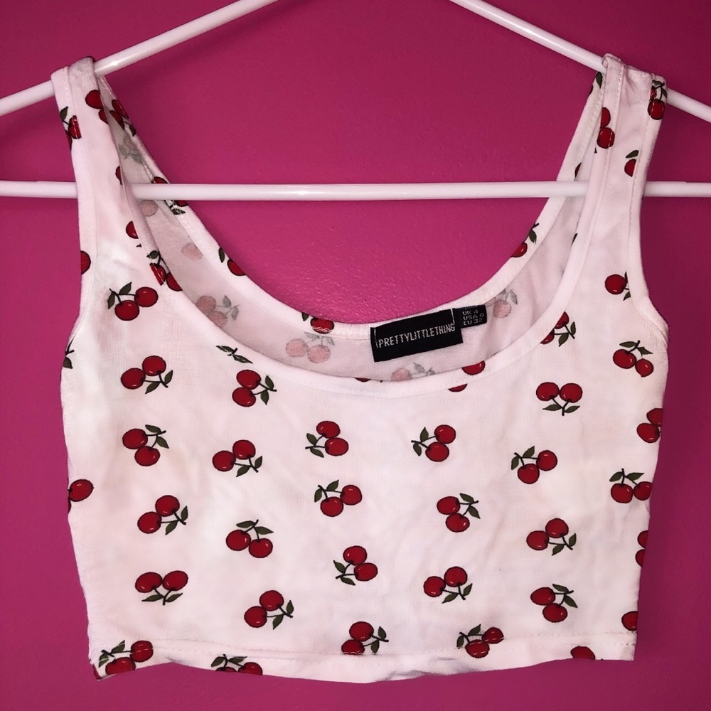 Prettylittlething Cherry Crop Tank